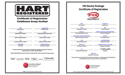 虹潤溫度變送器通過國際HART認(rèn)證，并成為國內(nèi)首家取得FDI文件認(rèn)證的企業(yè)